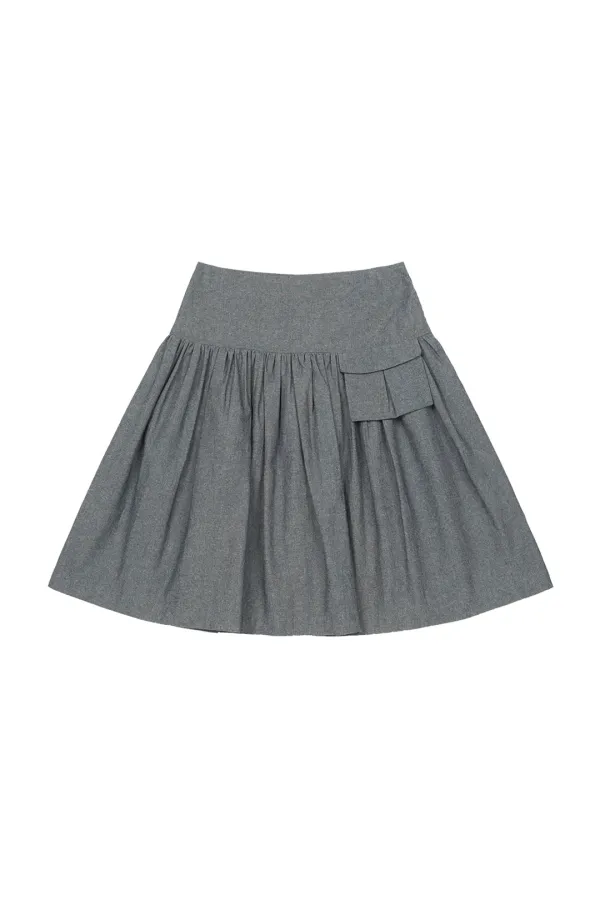 DENIM FLARE MIDI SKIRT