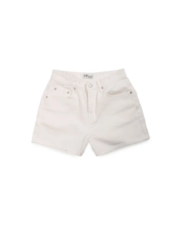 Mused Emb Denim Shorts - White