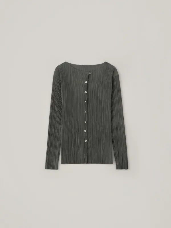 Pleats Cardigan - Charcoal