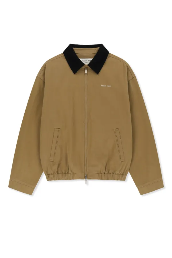 CORDUROY CONTRAST TRIM BLOUSON JUMPER IN BEIGE