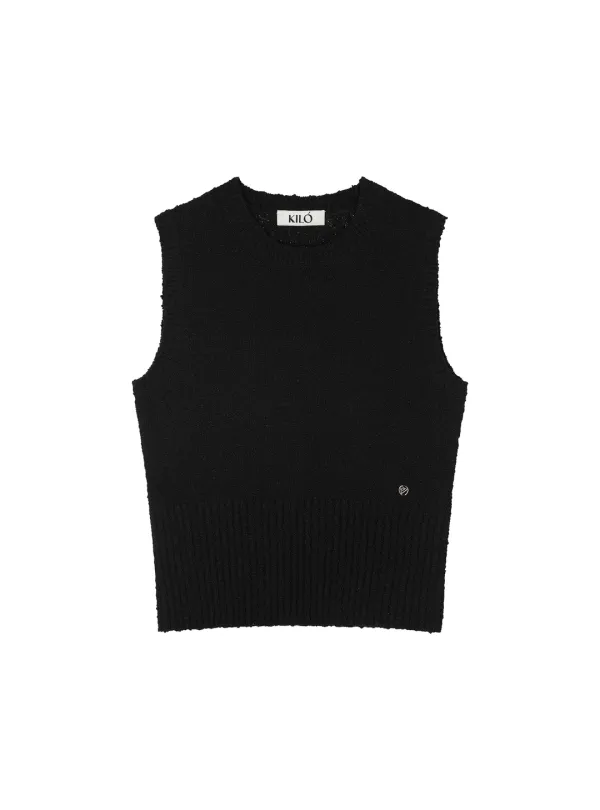 BOUCLED KNIT VEST (BLACK)