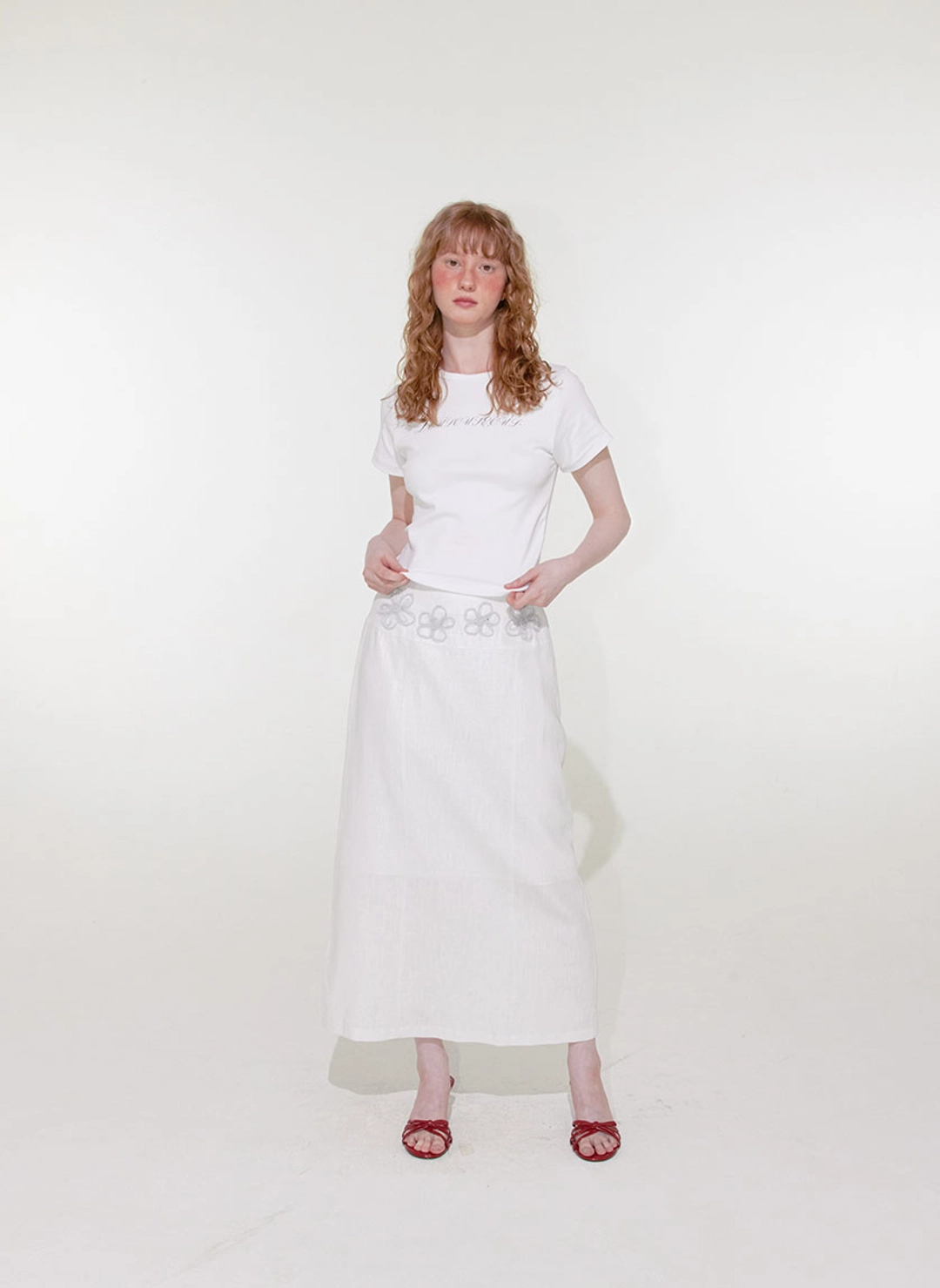 루루서울 Shiny Flower Skirt (White) 상품 이미지 2