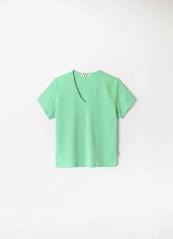 All-day Cotton V-neck T-shirt - Florida Mint