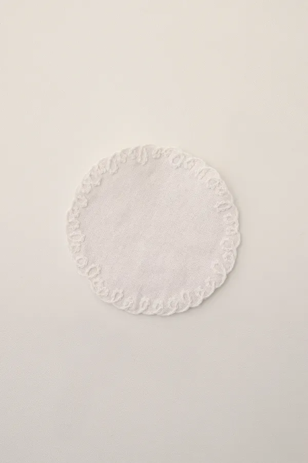 Round Crochet Coaster, Ivory