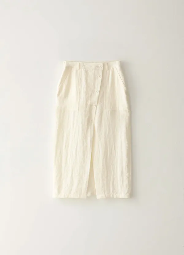 [Sale] Button Slit Long Skirt - Ivory