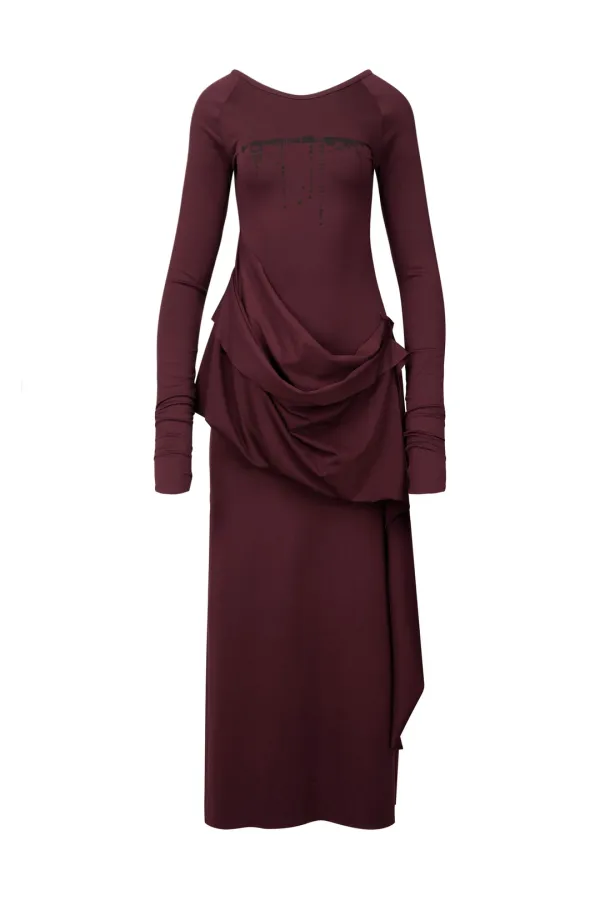 DROP MAXI DRESS BURGUNDY