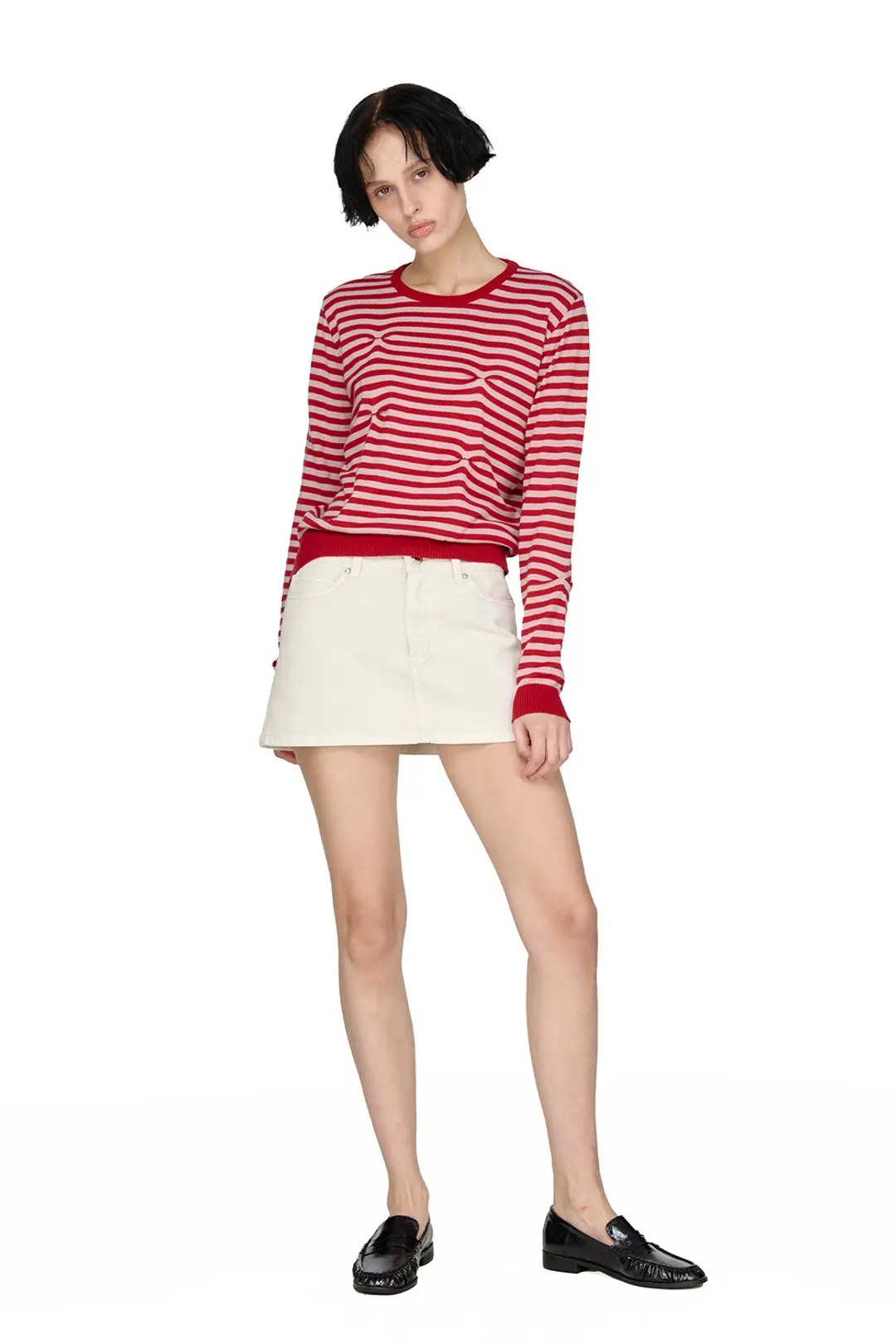 썬번프로젝트 STITCH STRIPE KNIT, RED 상품 이미지 2