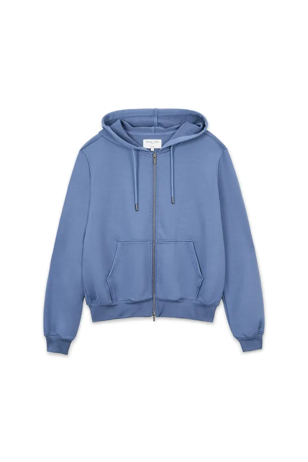 BACK LOGO GLITTER HOODY ZIP UP FOR WOMEN IN BLUE