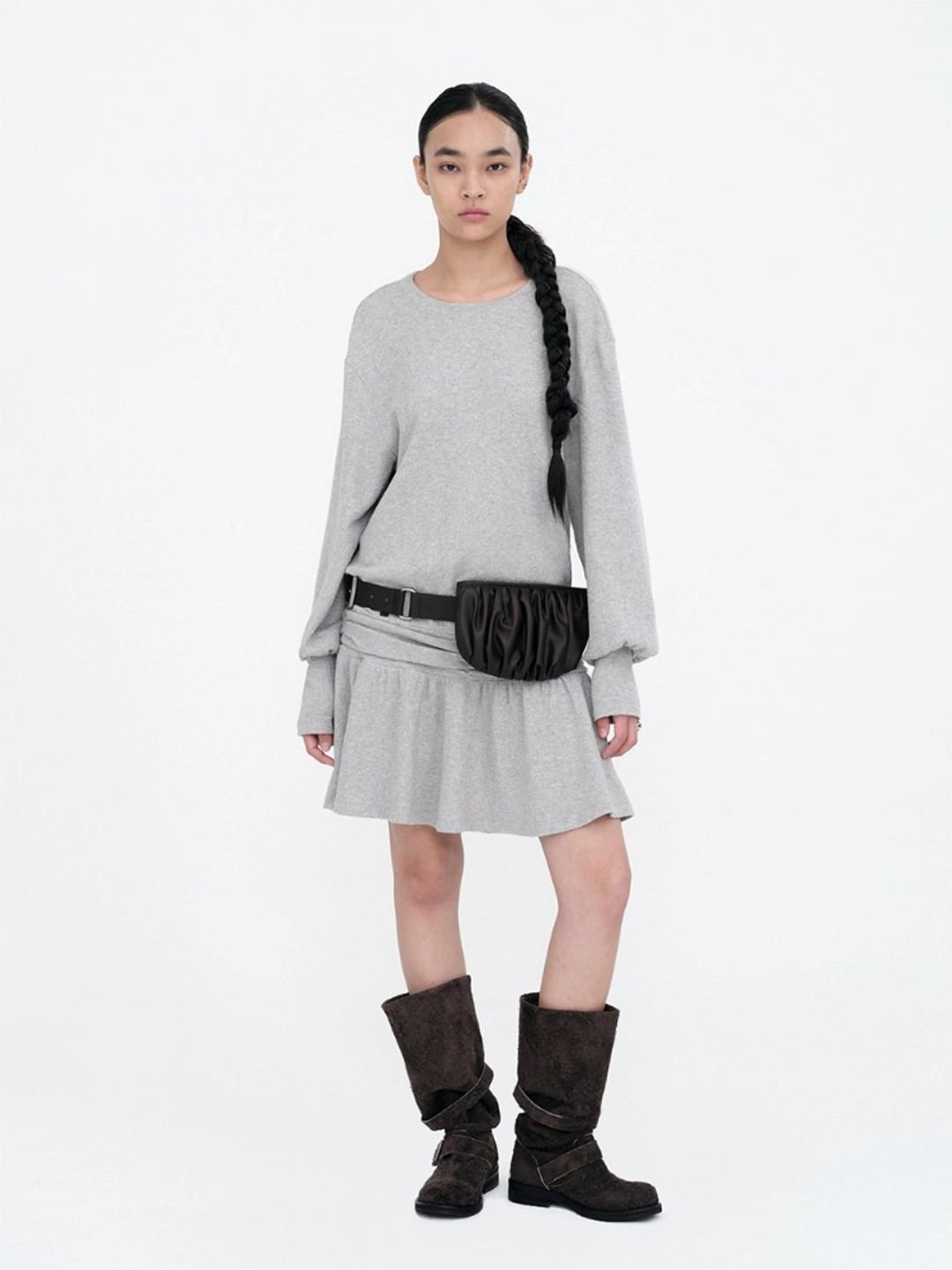 밀로 우먼 Back Open Mini Dress [Gray] 상품 이미지 2