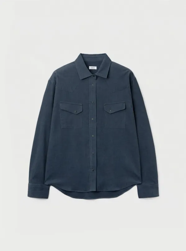 POCKET CORDUROY SHIRT - BLUE