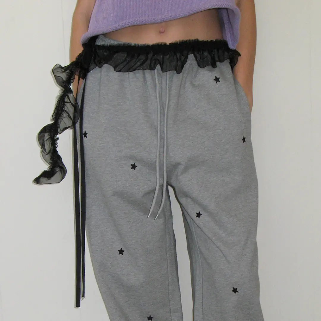 론론 SHIRRING ORGANZA MESH BELT BLACK 상품 이미지 1