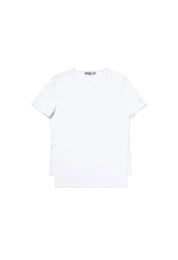 RIBBED SIDE SLIT TOP, WHITE