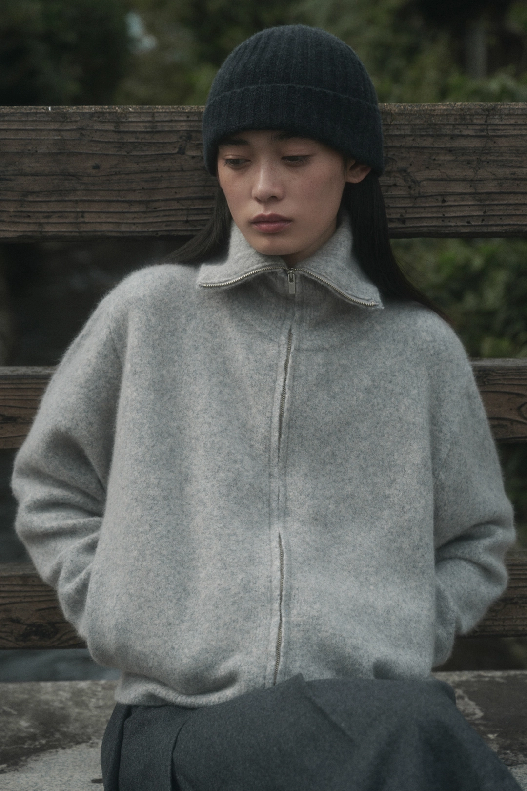 세이지먼트 FOX TURTLE NECK KNIT ZIPUP_MELANGE 상품 이미지 2