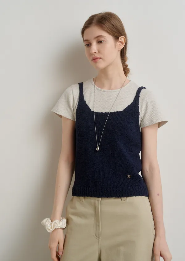 BUSTIER KNIT TOP (dark navy)
