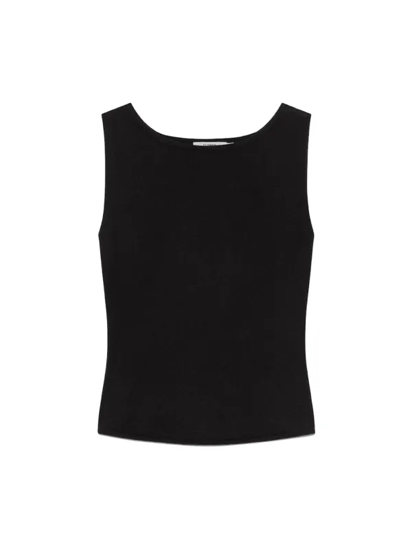 [2nd] G KNIT SLIT SLEEVELESS TOP (BLACK)