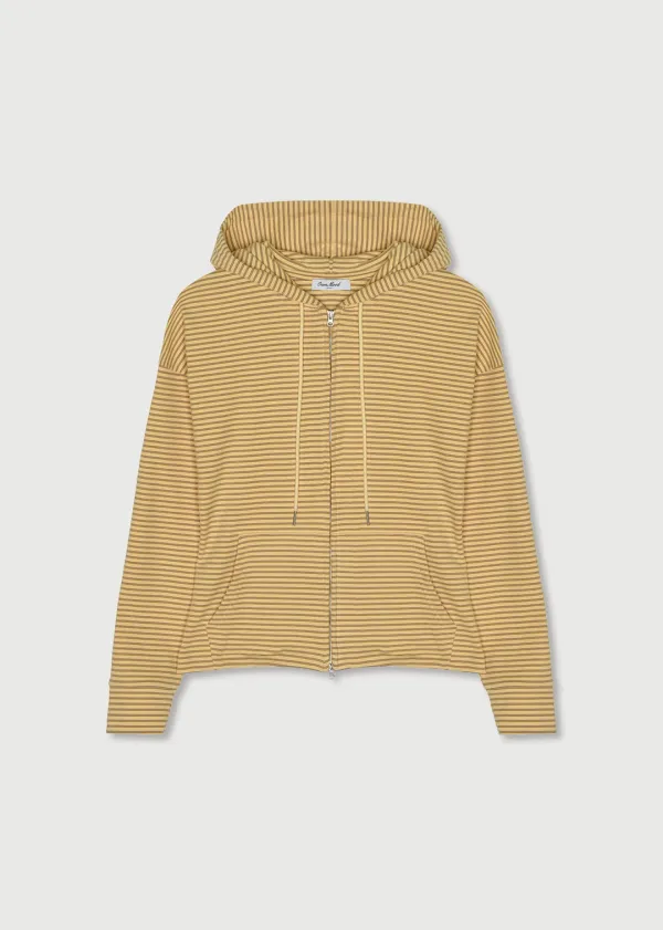 SLIM STRIPE HOODIE ZIP-UP - YELLOW