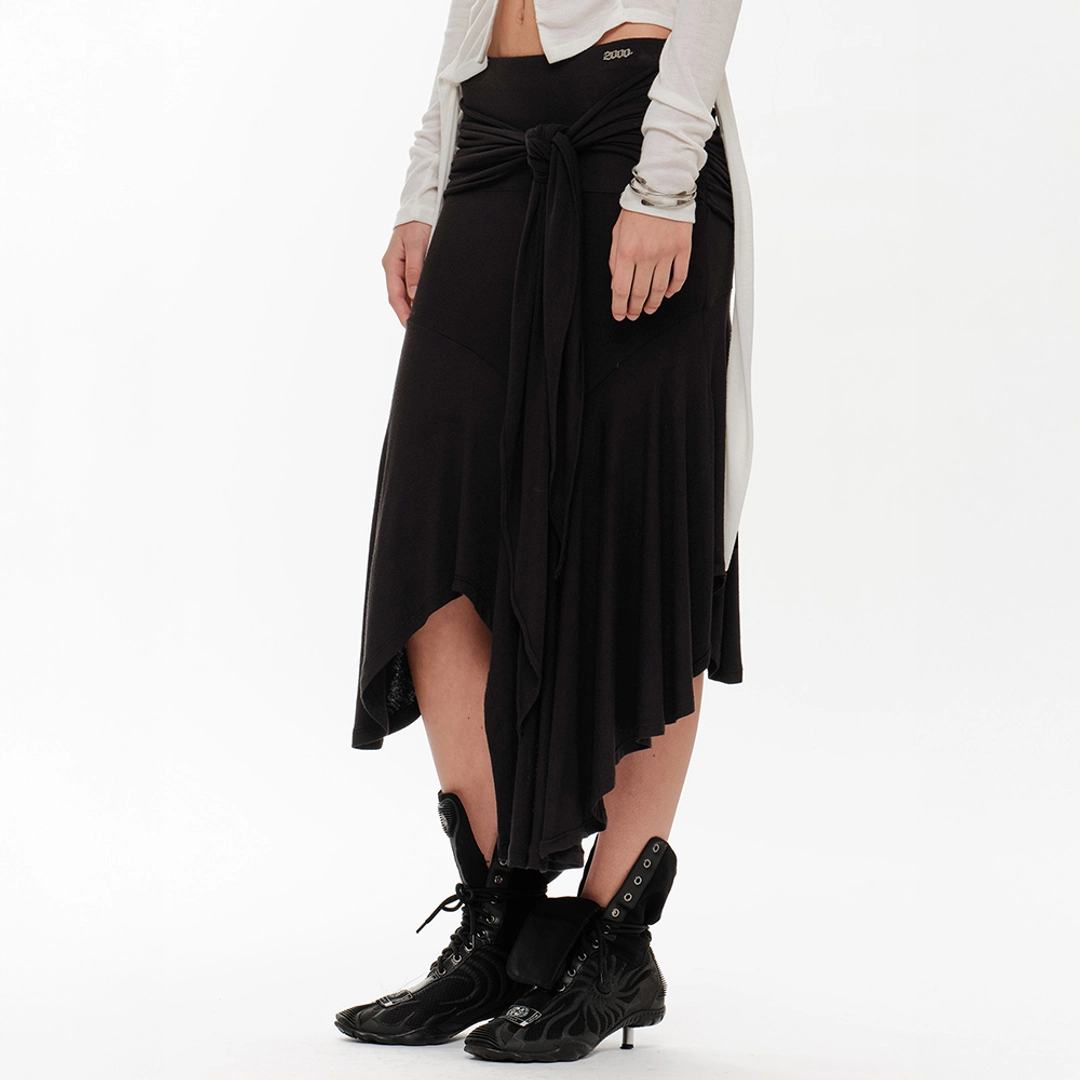 2000아카이브 FLARED TIE SKIRT (BLACK) 상품 이미지 2