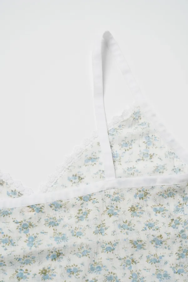 Via Floral pattern sleeveless (Blue flower)