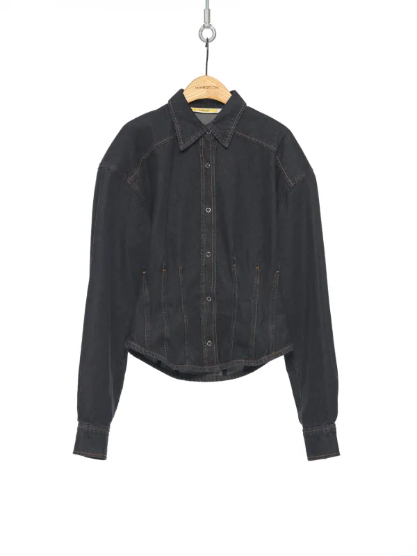 SS25 BLACK BUSTIER DENIM SHIRT