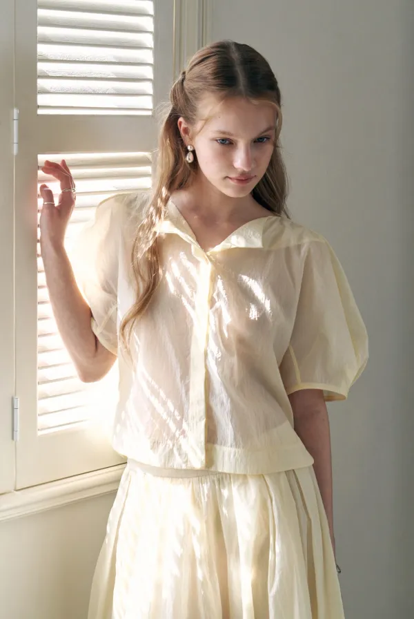 Cloud Volume Blouse (Sheer Butter)