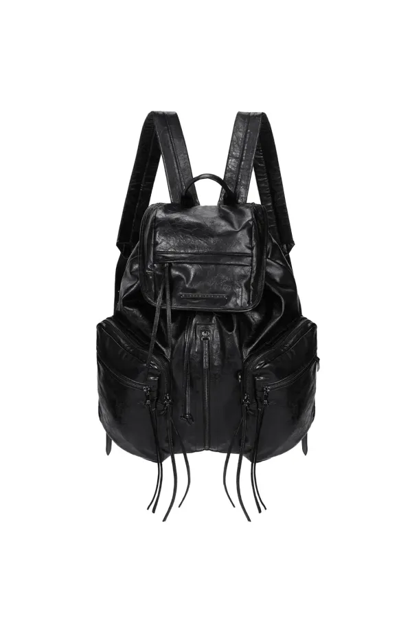 Zipper Finishing Flap Big Back Pack [ Black ]