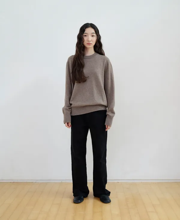 Superfine Merino Wholegarment Crewneck Knit_MOCHA MOUSSE