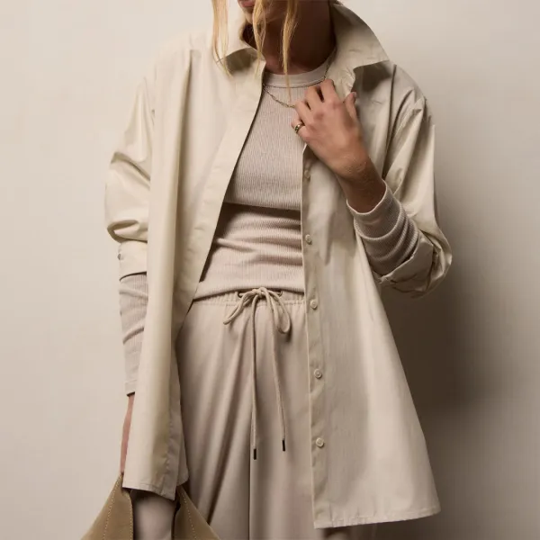 Supima Poplin Shirt - Light Beige