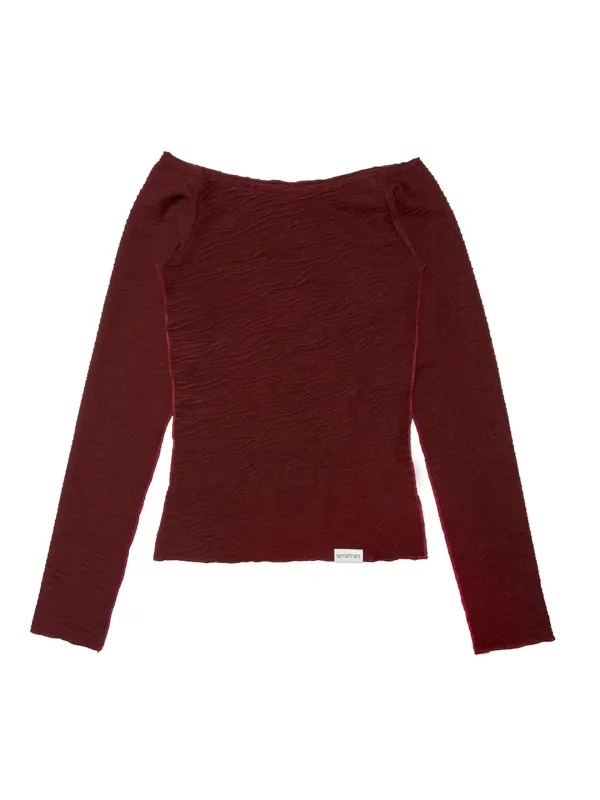 SLIMFIT OFF SHOULDER T SHIRT BURGUNDY