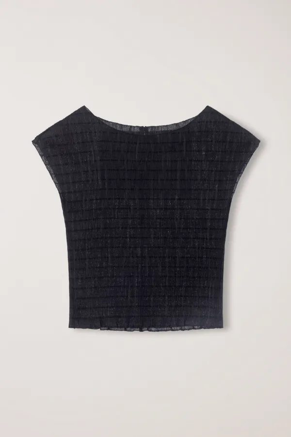 PLEATS BLOUSE BLACK_UDBL6B229BK