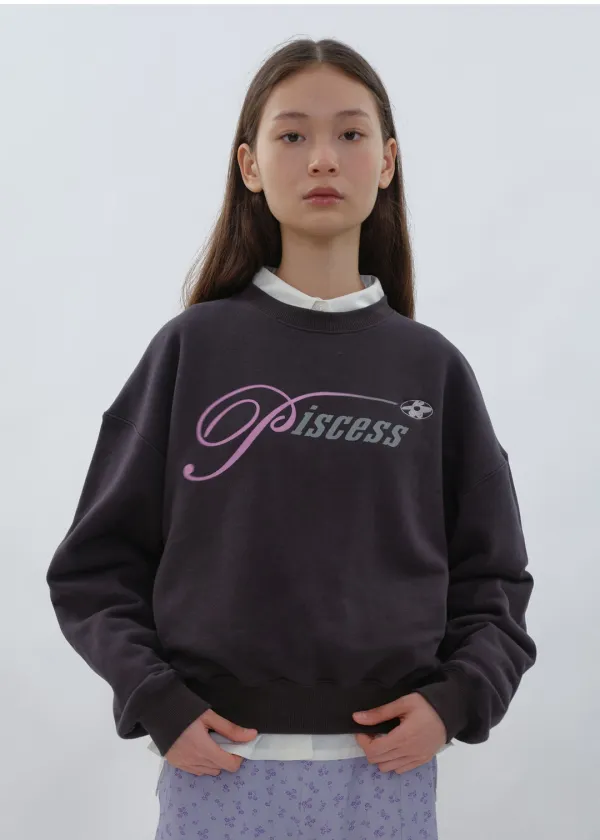 Lettering Logo Crop Sweatshirt_Charcoal