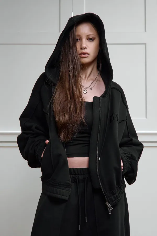 Cut-Out Set-up Sweat Jumper [ Black ]