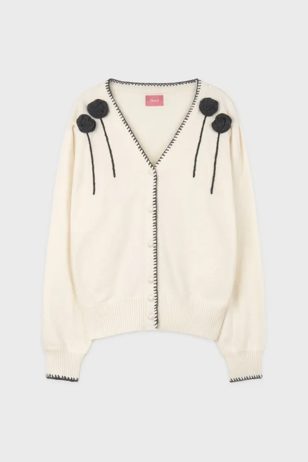 Rose Drizzle Cardigan (Ivory)