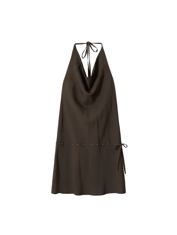 [장원영 착용] Cowl Mini Dress Brown