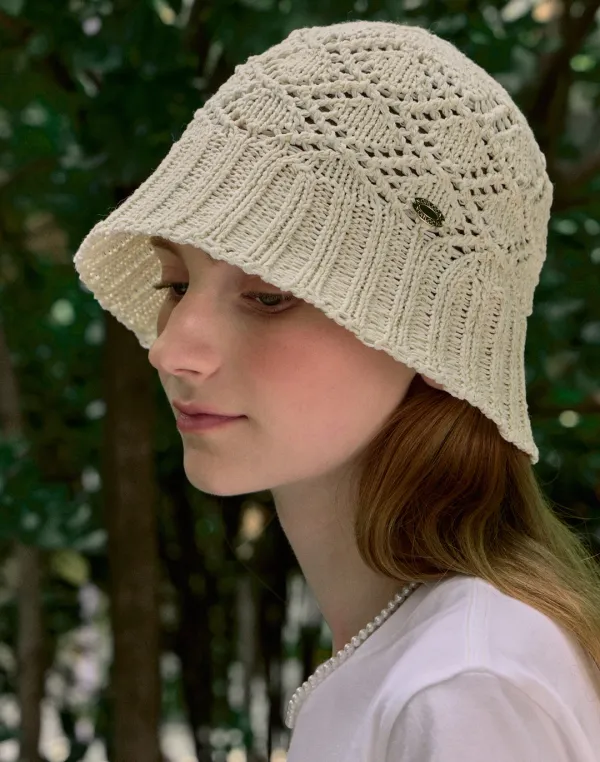 Crochet Knit Bucket Hat - Ivory