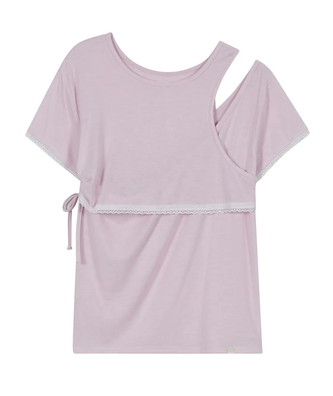 타입서비스 Layered Lace Slit Top [Pink] 상품 이미지 1
