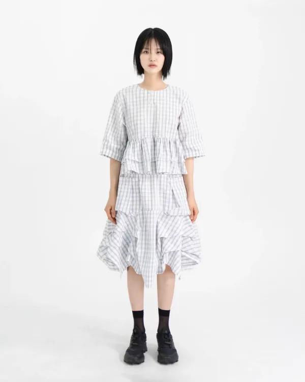 seersucker check blouse (open, 단독 주문 시 선발송)