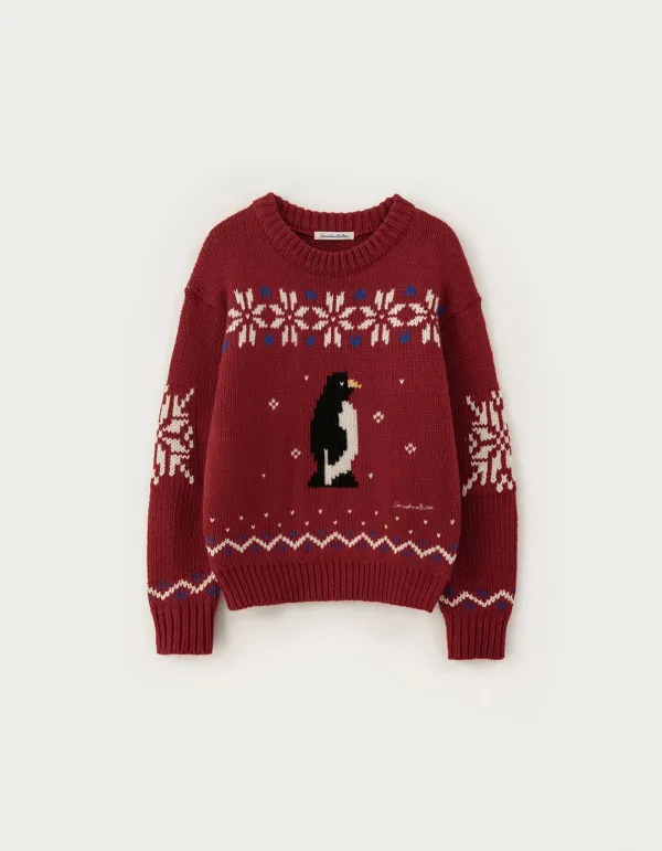 Penguin Wool Sweater - Red