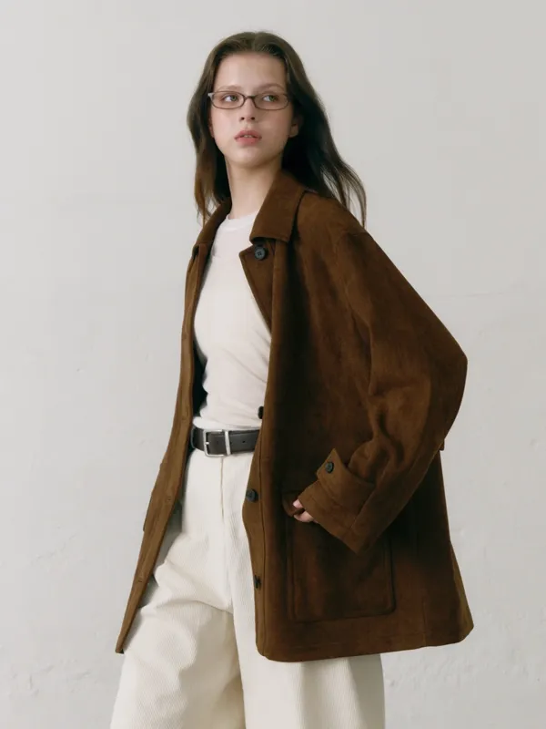 Suede Half Jacket Brown