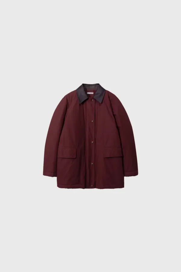 Coated cotton work jacket (wine / brown / black)