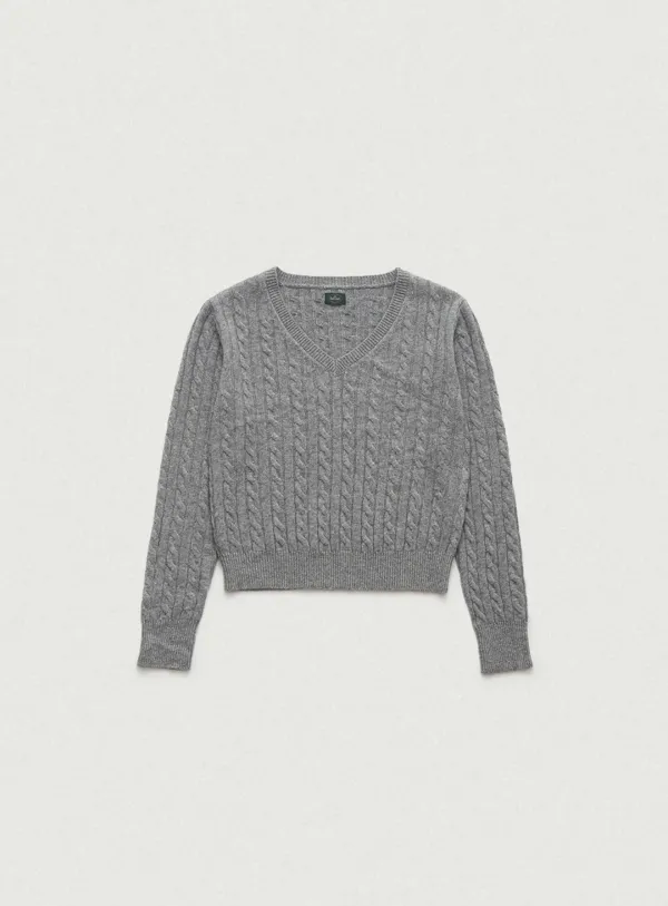 Soft Cashmere V-neck Knit_Melange Grey