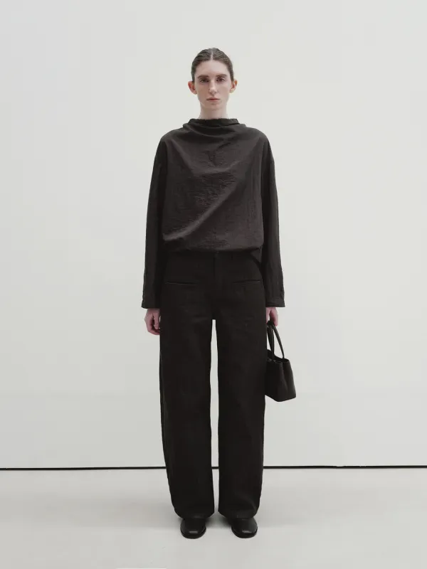 drawstring blouse (charcoal brown)