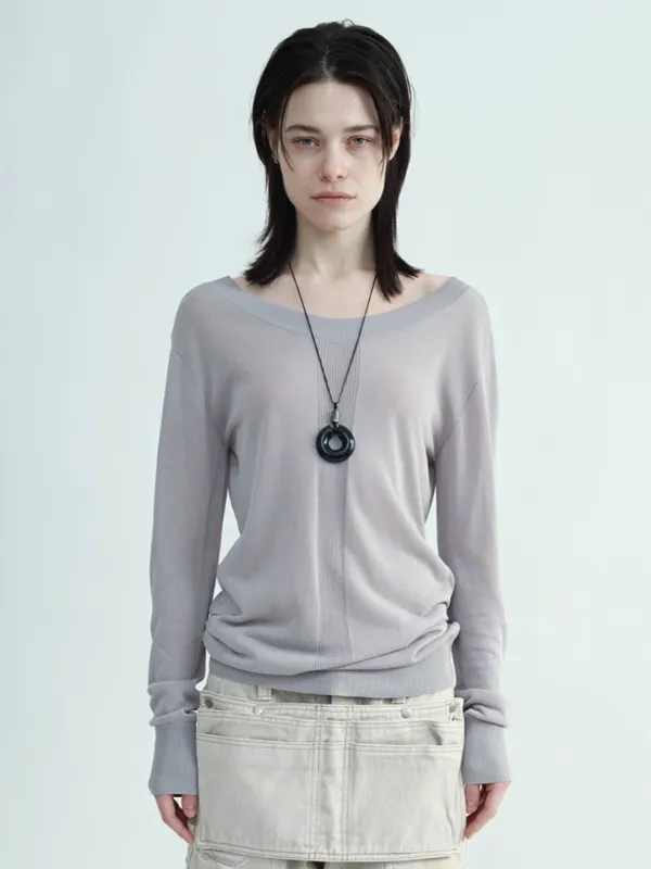 Sheer Loose Fit Knit Top [Cool Gray]