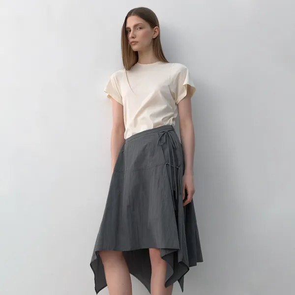 (SK-5011)POINTED HEMLINE FLARE SKIRT