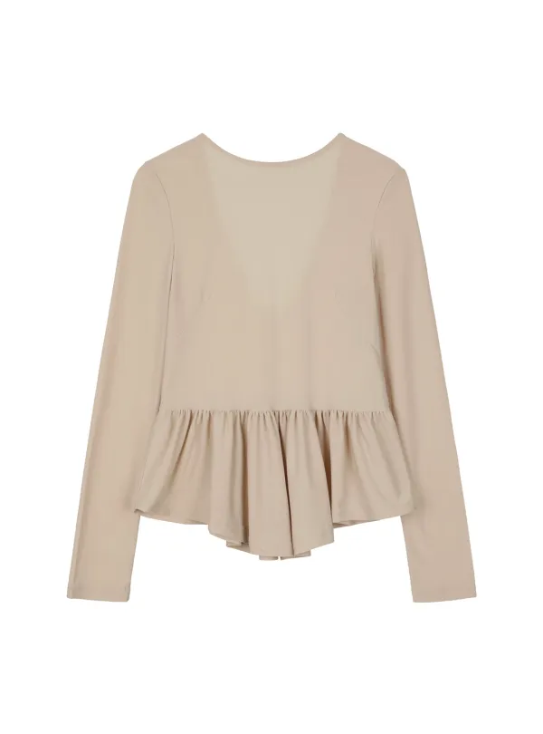 RUFFLE SLIM TOP (BEIGE)