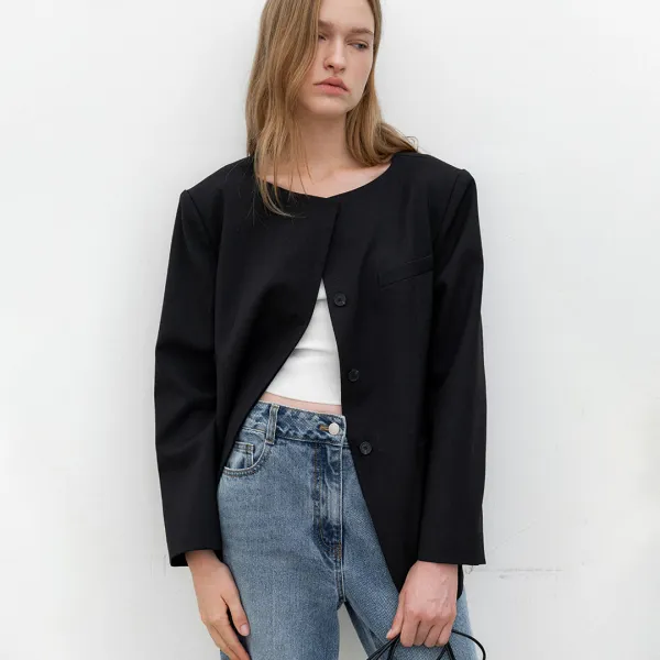 (JK-3034)CLEAN FIT BLACK JACKET