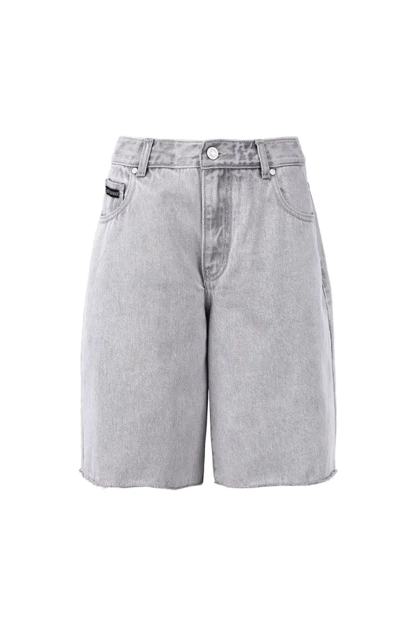 5 Pocket Denim Shorts, Light Grey