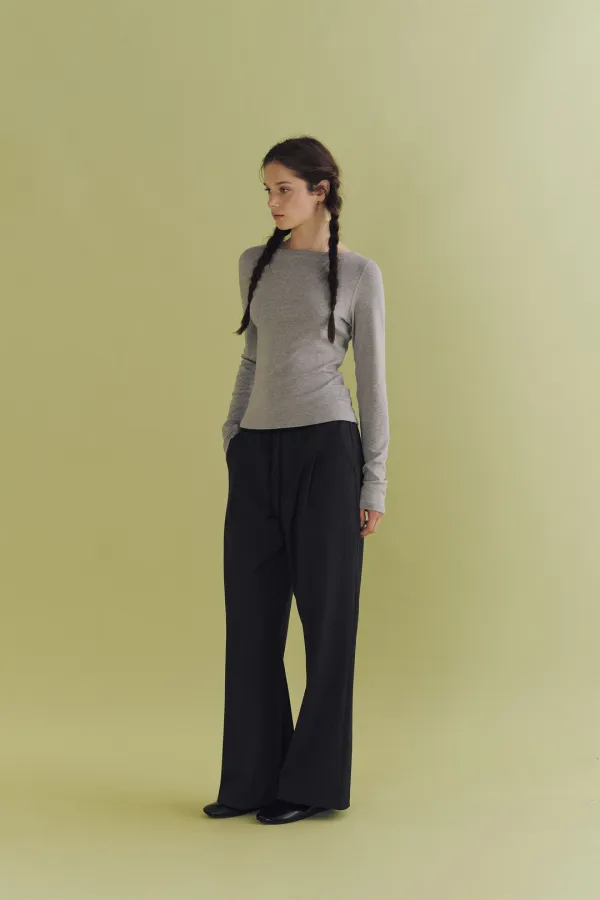 Flat stitch tencel tee (melange gray)