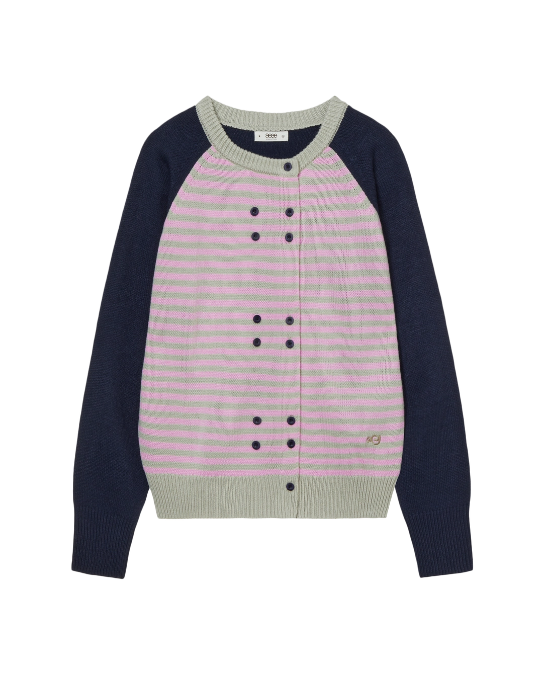 에이이에이이 STRIPE BLOCK CARDIGAN [NAVY] 상품 이미지 1
