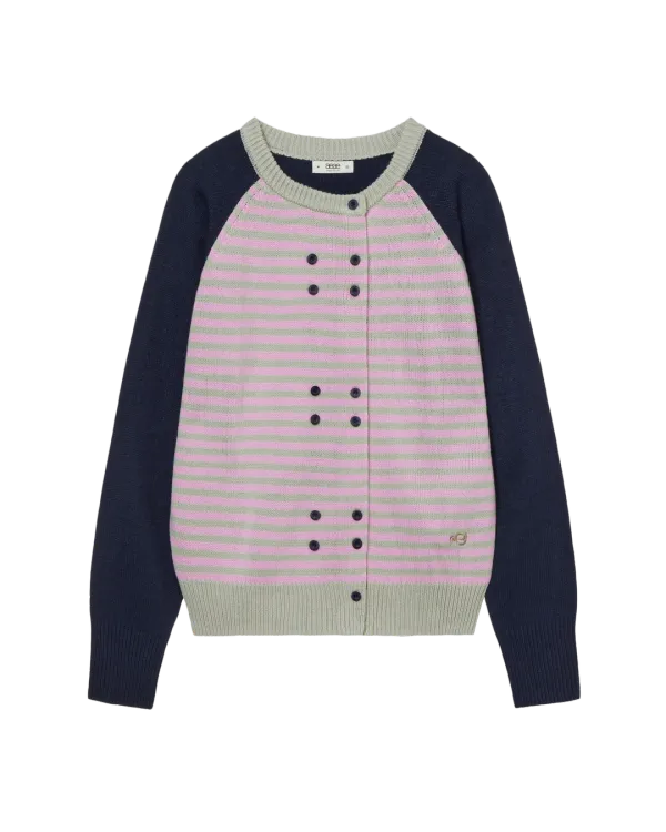 STRIPE BLOCK CARDIGAN [NAVY]