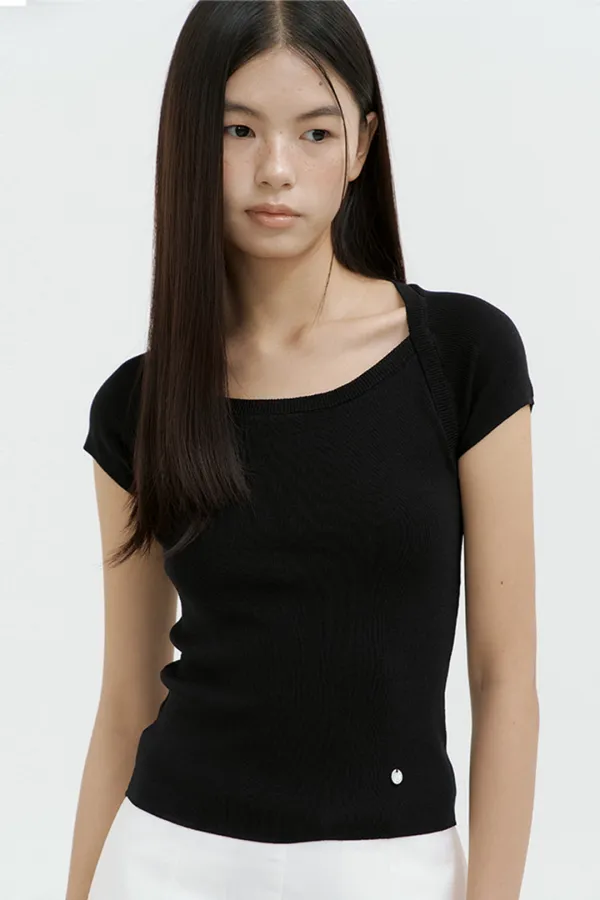 Boatneck Bolero Knit Top (black)